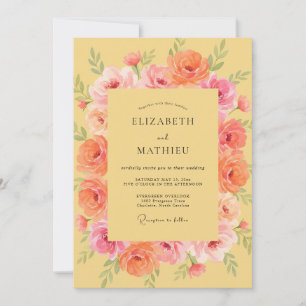 Invitation Mariage Rose Corail Doré