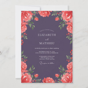 Invitation Mariage Rose Corail Prune