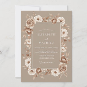 Invitation Mariage Rose Crème Taupe