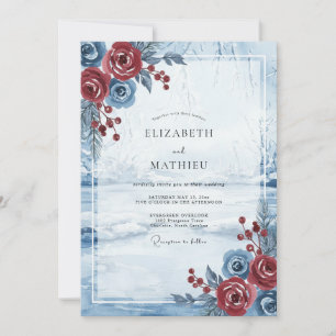 Invitation Mariage Rose d'Acier Cramoisi