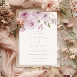 Invitation Mariage Rose d'aquarelle Dusty