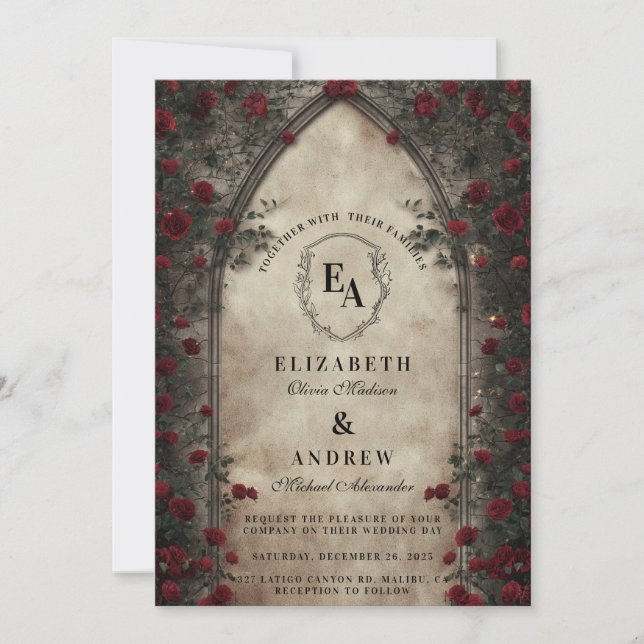 Invitation Mariage Rose d'arcade sombre (Devant)