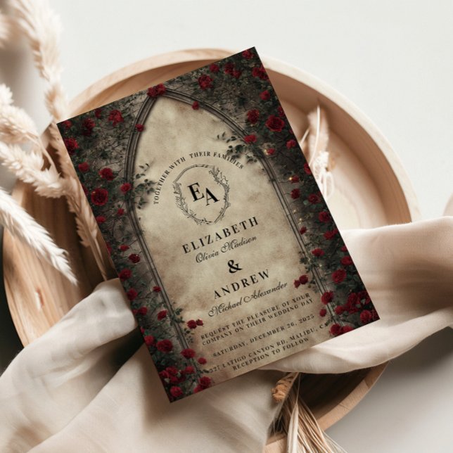 Invitation Mariage Rose d'arcade sombre (Créateur téléchargé)