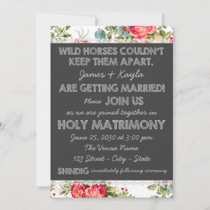 Invitation Mariage rose de chintz de pays démodé