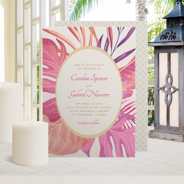 Invitation Mariage rose de plage tropical (Créateur téléchargé)