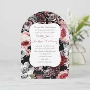 Invitation Mariage Rose Eggplant Dusty Purple & Pink Heritage