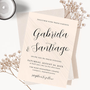 Invitation Mariage rose et blanc de script simple