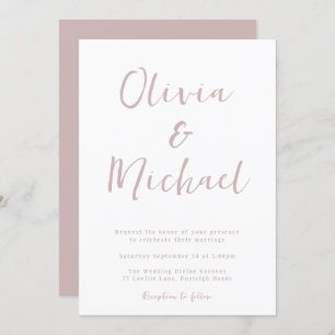 Invitation Mariage rose et blanc Dusty moderne