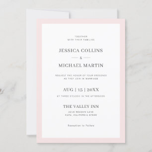 Invitation Mariage rose et gris simple et élégant