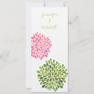 Invitation mariage rose et vert fleurs florales