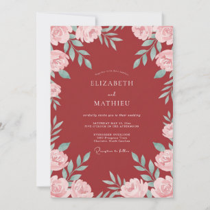 Invitation Mariage Rose Éthérée Bourgogne