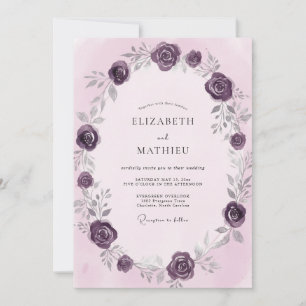 Invitation Mariage Rose Fleur de Prunier Profonde