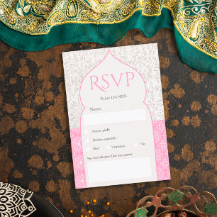 Invitation Mariage rose fleuri marocain