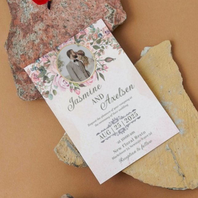 Invitation Mariage Rose Floral (Pink Floral Elegant Wedding )