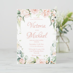 Invitation Mariage rose floral élégant