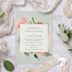 Invitation Mariage rose Floral Garden