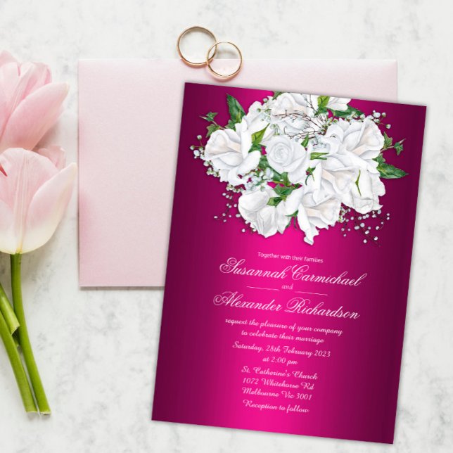 Invitation Mariage Rose Fuchsia Pink Boho (Créateur téléchargé)