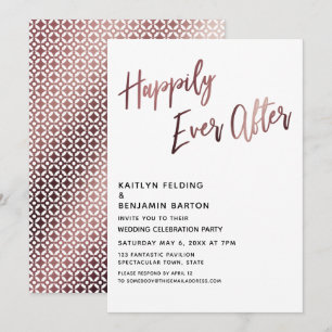 Invitation Mariage Rose Gold Happily Ever After Réception de