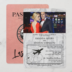 Invitation Mariage rose Gold Las Vegas Passport
