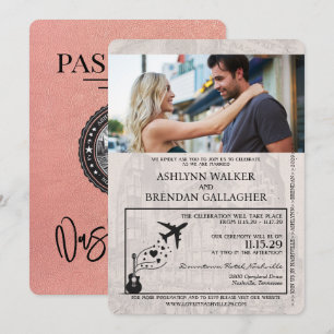 Invitation Mariage rose Gold Nashville Passport