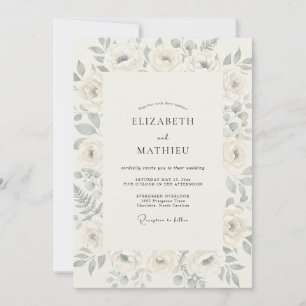 Invitation Mariage Rose Grise Atténuée