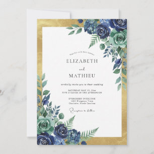 Invitation Mariage Rose Indigo Or