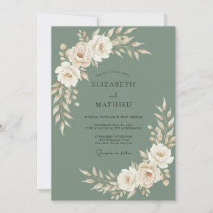 Invitation Mariage Rose Ivoire Olive