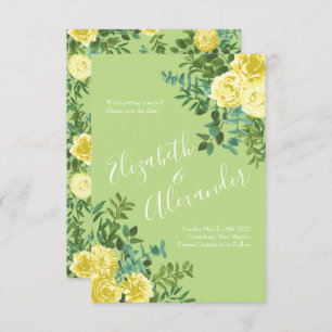 Invitation Mariage Rose jaune clair et vert pâle Date de sauv