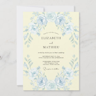 Invitation Mariage Rose Jaune Crème