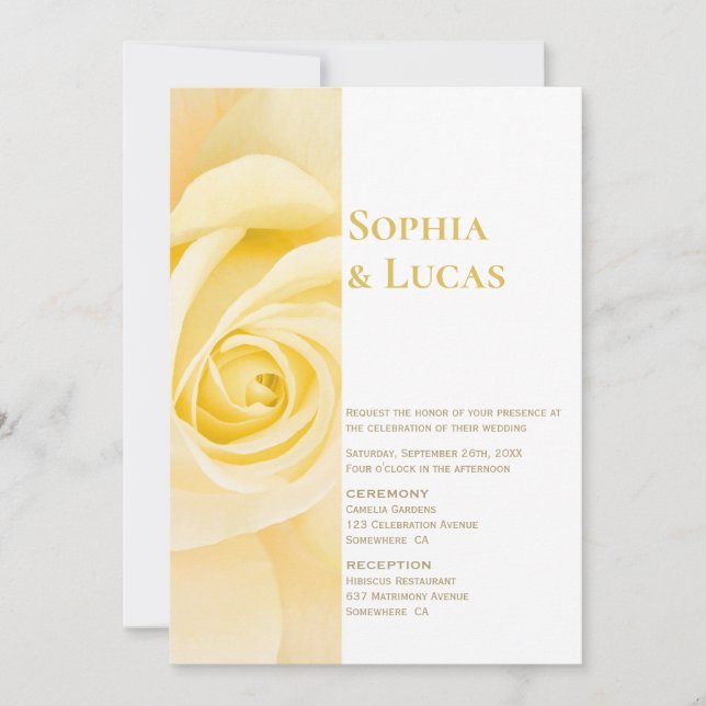 Invitation Mariage rose jaune moderne (Devant)