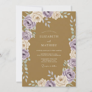 Invitation Mariage Rose Lavande Moutarde