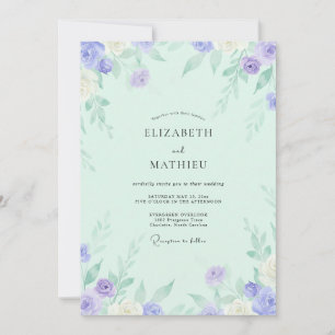 Invitation Mariage Rose Lilas Menthe