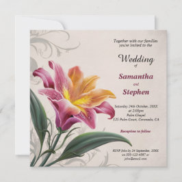 Invitation Mariage rose Lily