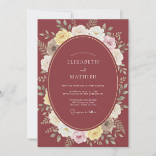 Invitation Mariage Rose Luxueuse Marron