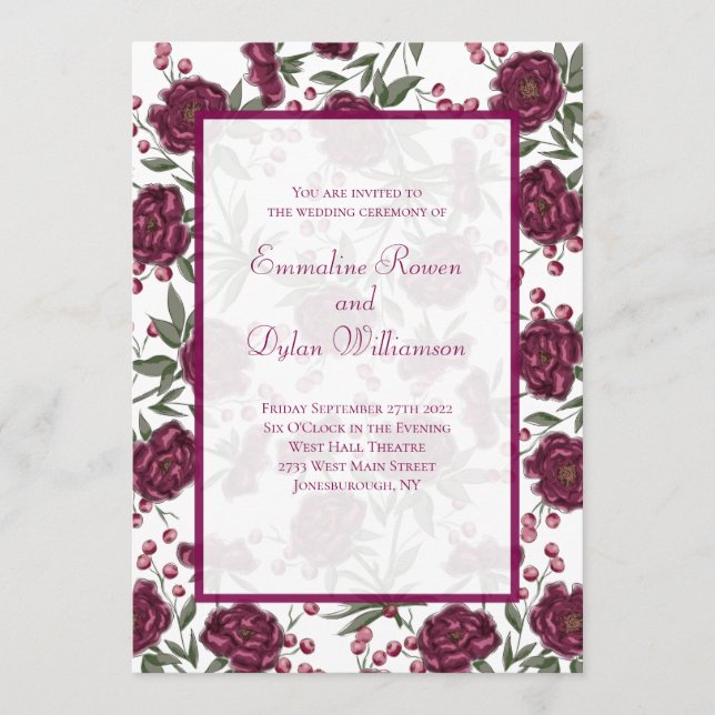 Invitation Mariage Rose Marron (Devant)