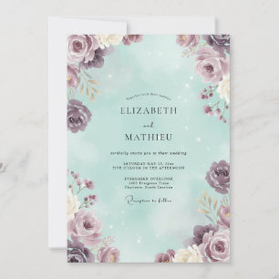 Invitation Mariage Rose Mauve Menthe