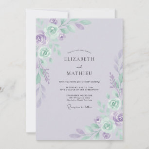 Invitation Mariage Rose Menthe Myosotis