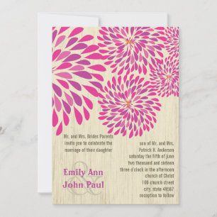 Invitation Mariage rose moderne Floral Chrysanthemum
