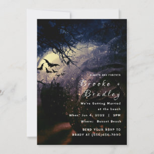 Invitation Mariage Rose Noire & Ciel Gothique Sombre
