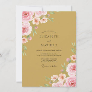 Invitation Mariage Rose Ochre Pink