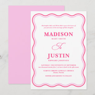 Invitation Mariage rose ondulé
