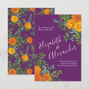 Invitation Mariage Rose Orange Purple Plum Peony Date de sauv