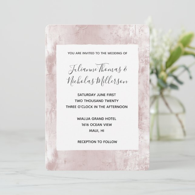 Invitation Mariage rose pâle chic Dusty Rose (Debout devant)