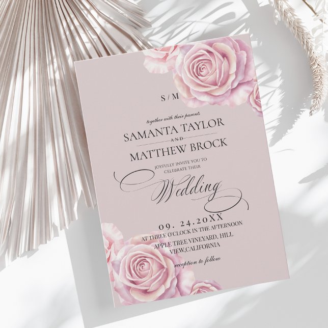 Invitation Mariage Rose Pâle Devine (Créateur téléchargé)