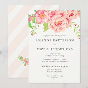 Invitation Mariage Rose Peach Watercolor