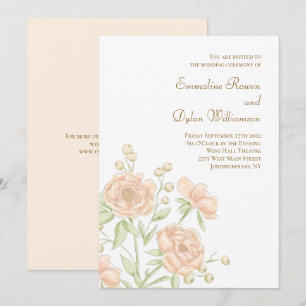 Invitation Mariage Rose Pêche