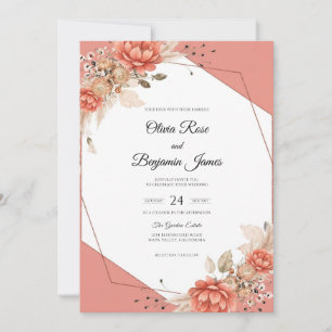 Invitation Mariage Rose Peinte de Corail
