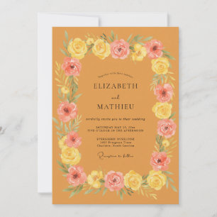 Invitation Mariage Rose Pétale Ocre Rose