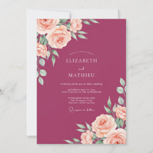 Invitation Mariage Rose Poussiéreuse Plum