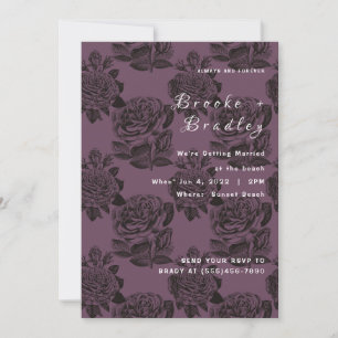 Invitation Mariage Rose Poussiéreuse Violet‑Gris